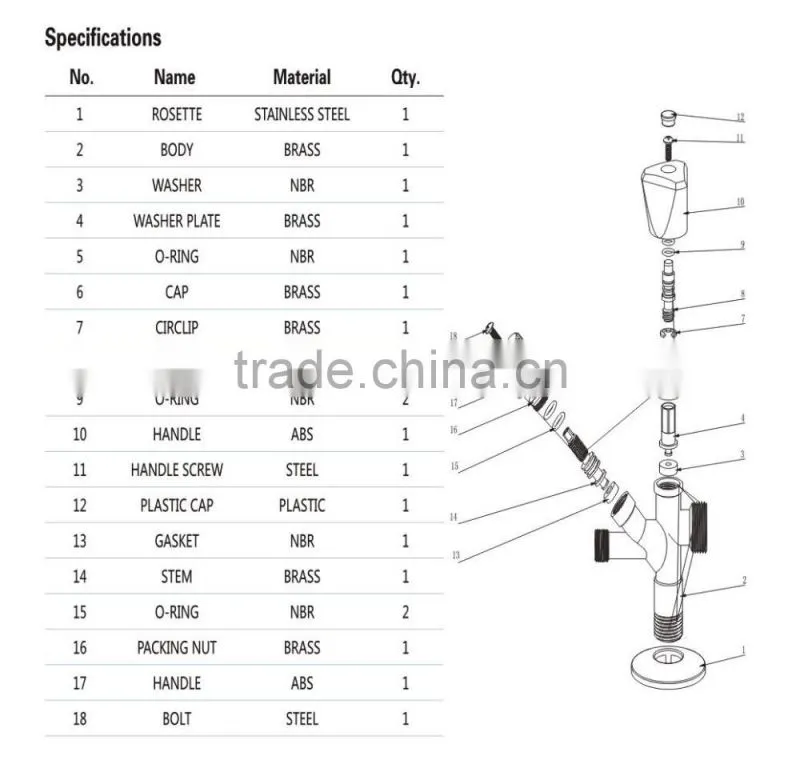 Brass 5 Ways Angle Valve