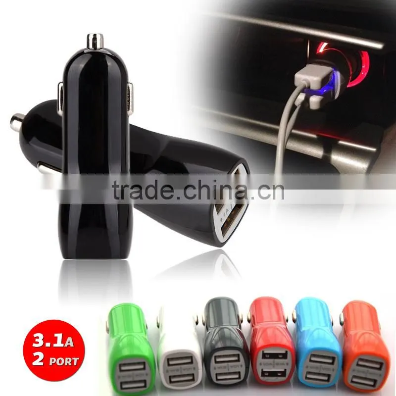 Universal dual usb car charger, 2100mA usb car charger With the aperture support MP3, MP4, mobile phone, GPS, ipod