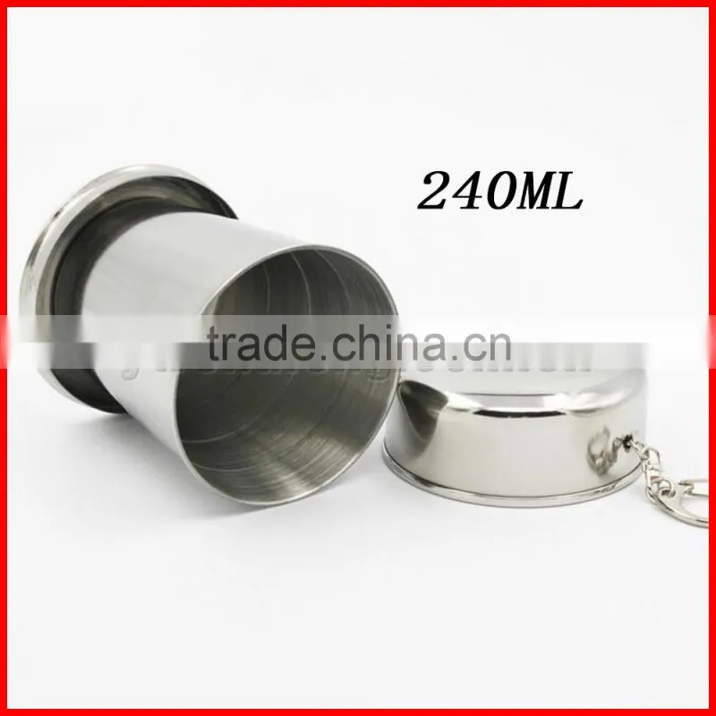 Wholesale stainless steel folding cup folding telescopic cup outdoor folding cup 304 folding cup camping climbing on foot