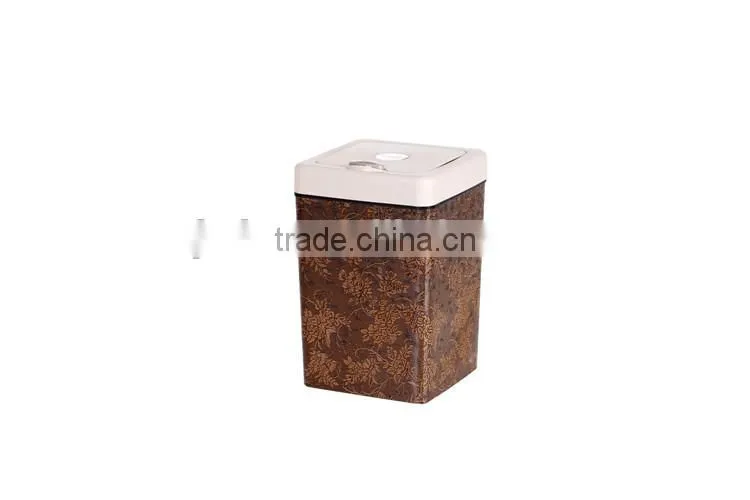 Flip Square Plastic Trash Can Waste Bin Square Container With Lid 13L