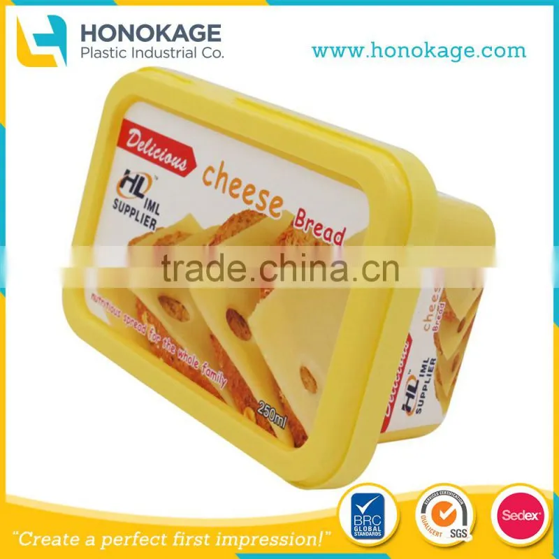 Rectangular peanut butter jar with lid, plastic food containers with lids