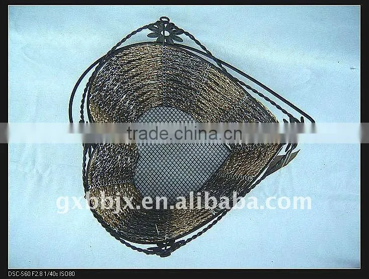 Paper rope wire heart shaped hanging storage scrap baskets