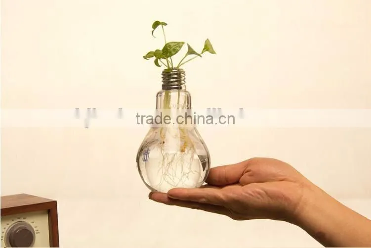 clear lamp bulb shape glass vases for home decoration