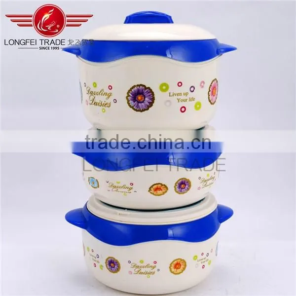 Household 3pcs insulated food warmer casserole/ plastic food container set