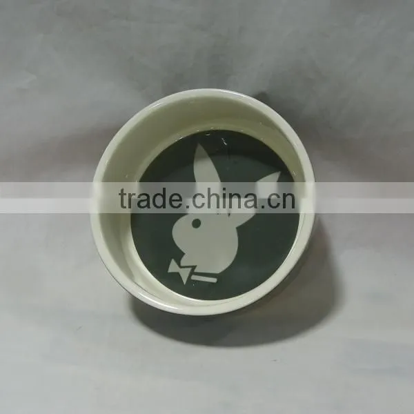 Black Rabbit Ceramic Dog Bowl