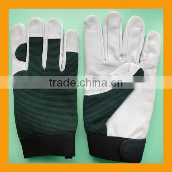 Pink Spandex Pigskin Leather Women's Garden Glove