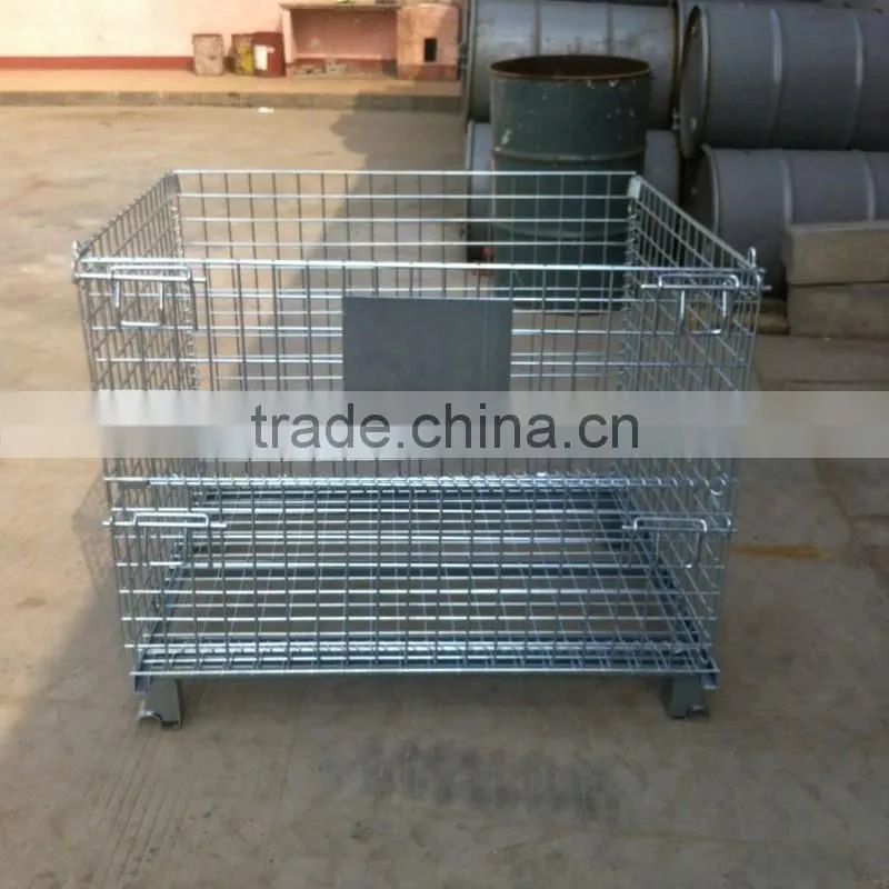 Warehouse folding steel storage cage/roller container
