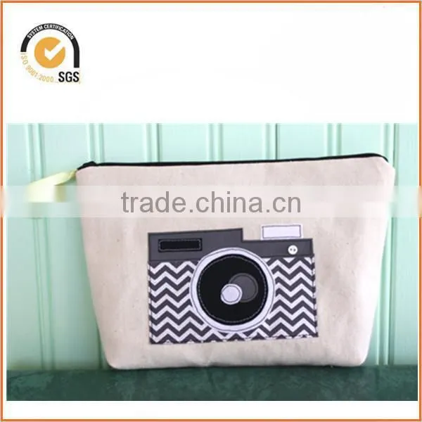 Waxed Canvas Cosmetic/Toiletry Zipper Pouch (Yellow and White) By Chiqun Dongguan CQ-H01097