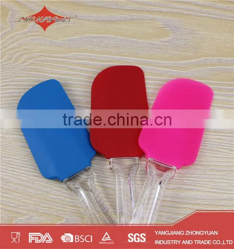 colorful silicone spatula with plastic handle