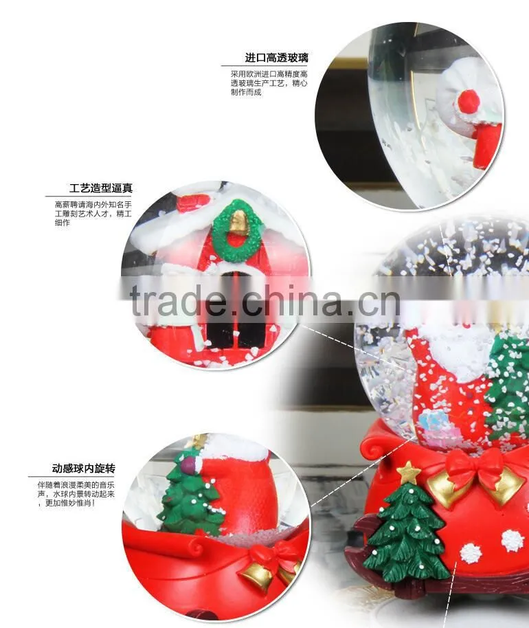 Hot Sale Christmas Gifts Polyresin snow globe with Music Box