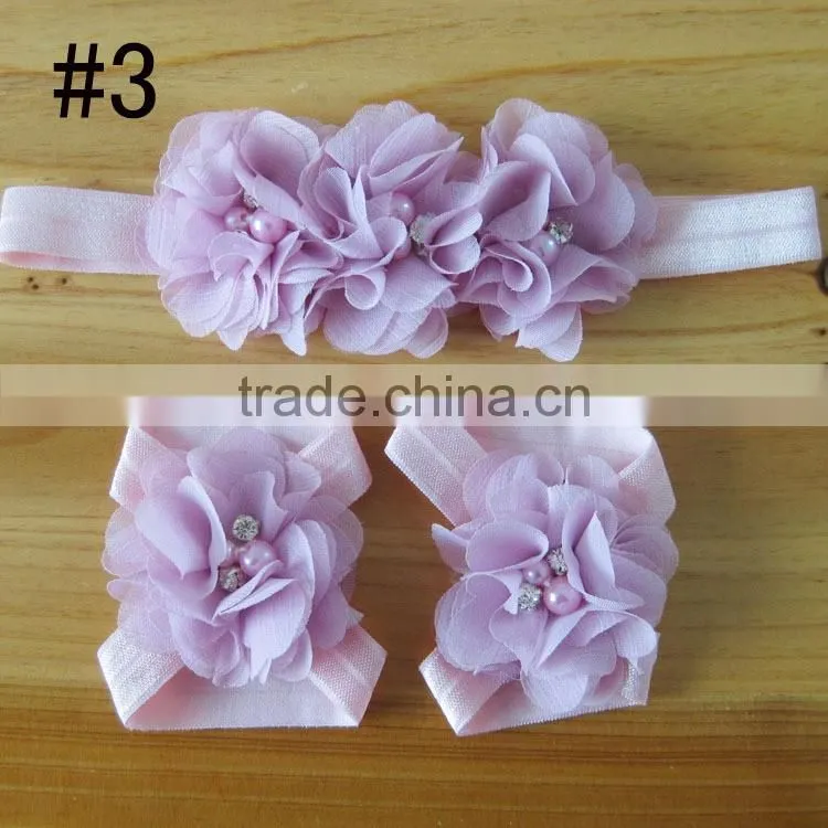 fabric flower headband for kids hair accessories, foot flower band for baby girl