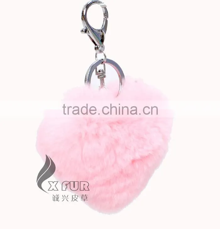 CX-R-46 Lovely Fashion Genuine Rex Rabbit Fur Keychain