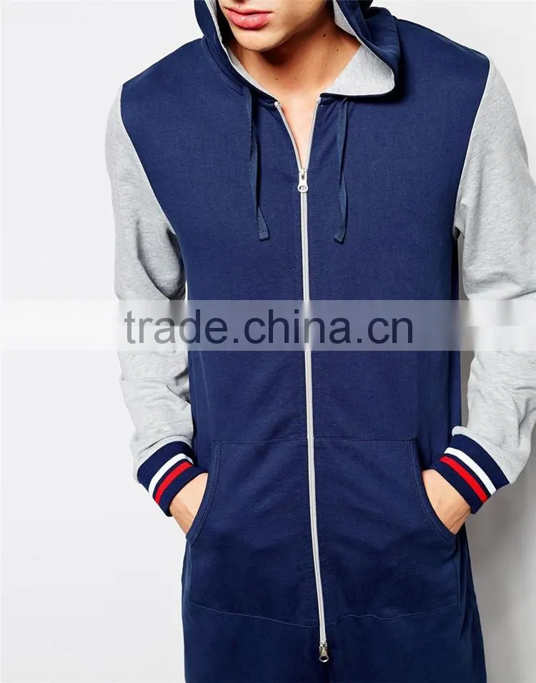 PA0041A Plain Adult Onesie Jumpsuit With Contrast Sleeve and Tipped Rib