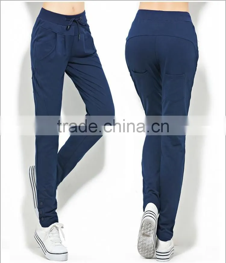 China wholesale Ladies High Quality Slim Fit Pants Womens Casual Sport Pants 2015