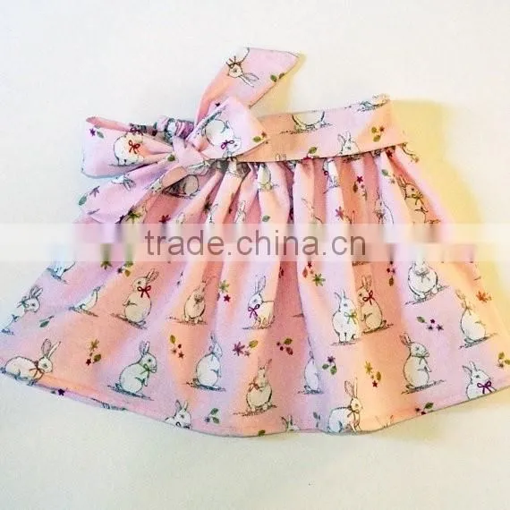 Wholesale children's boutique clothing girls cotton skirt lace trim button design