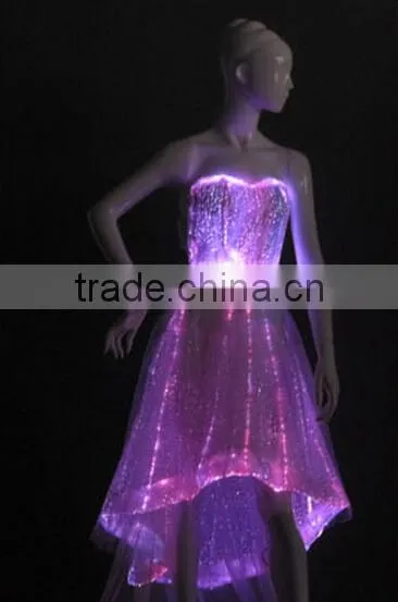 Popular ball gown fiber optic led light mini evening dress 2014