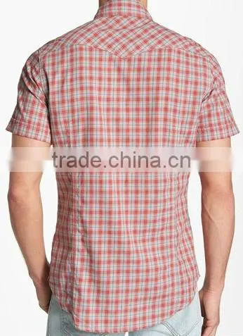 cotton check shirt with pockets for fashion men