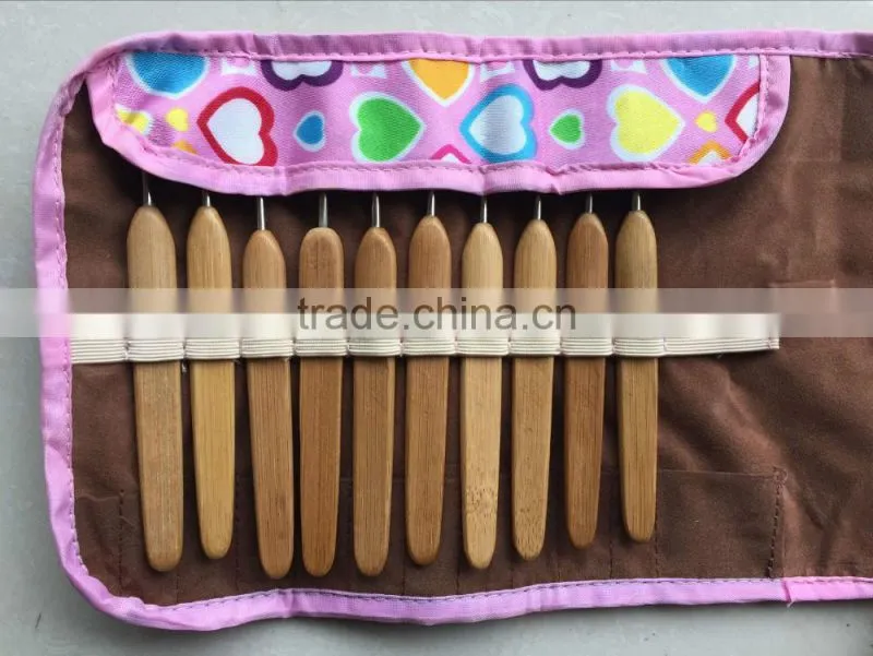 custom bamboo wooden crochet hook set for knitting