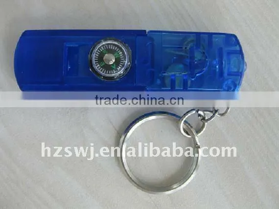 Promotional Cheap Whistle Key-Light With Compass/Whistle key light with compass keyring