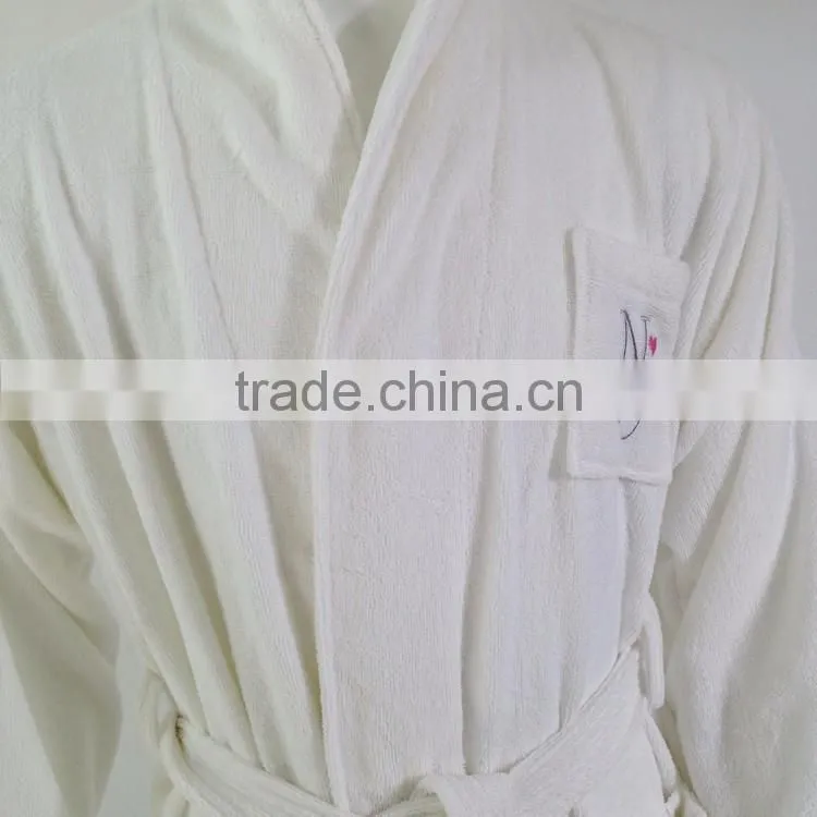 Orangic bamboo robe luxury lounge bathrobe white