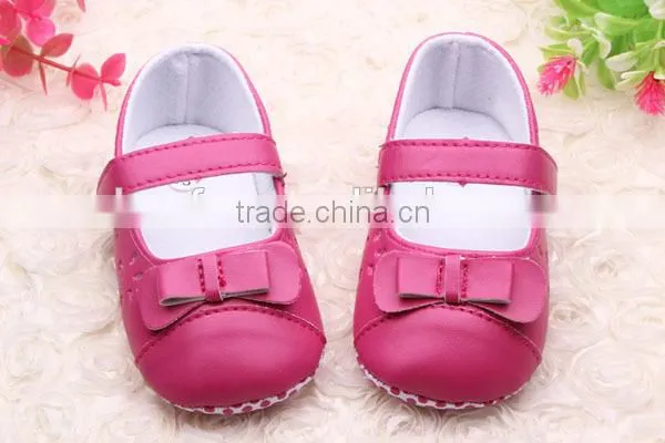 PU Leather Princess Bow Girls Kids Newborn Baby Flat First Walkers Shoes