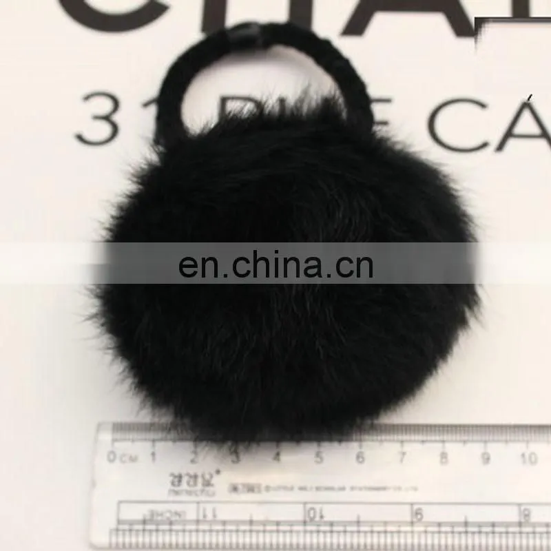 8cm genuine rabbit fur pompon hairband girl lady fur pom pom elastic
