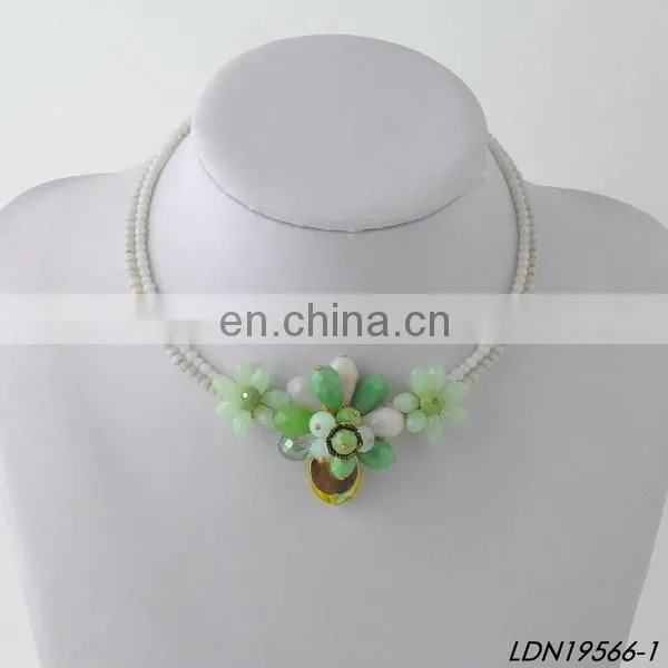 Beaded Choker Necklace with Flower