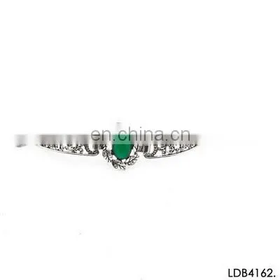 Silver plated vintage retro emerald crazy loom bracelet