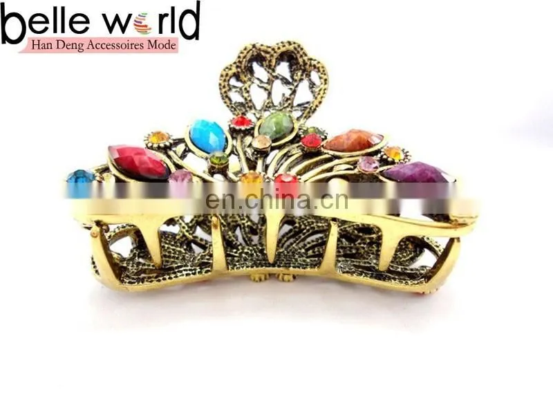 Fashion Europen Retro Large Metal Rhinestone Jewel Hair Claw Clip