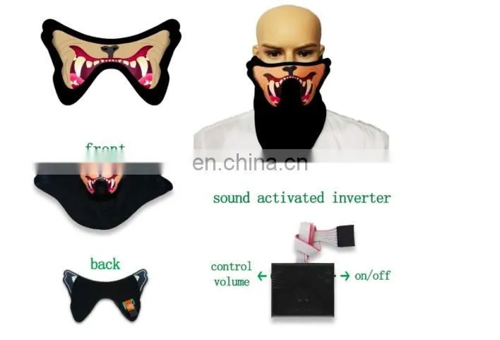 Sound Activated Glow EL Mask Panel Face Mask for Halloween