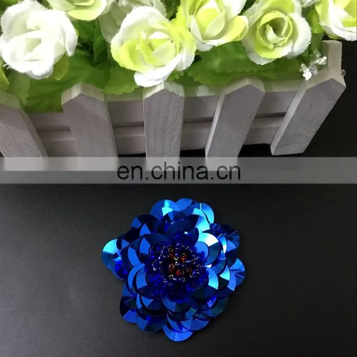 Fancy Handmade Sequin Bead Flower Patches for Garment Decoration