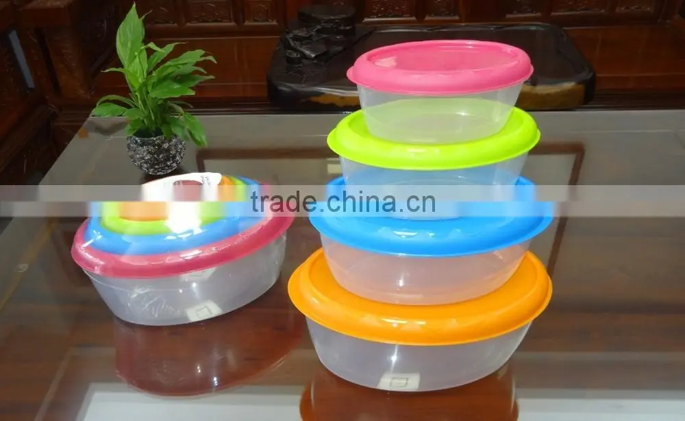 Popular 4 pcs set oval plastic food storage container