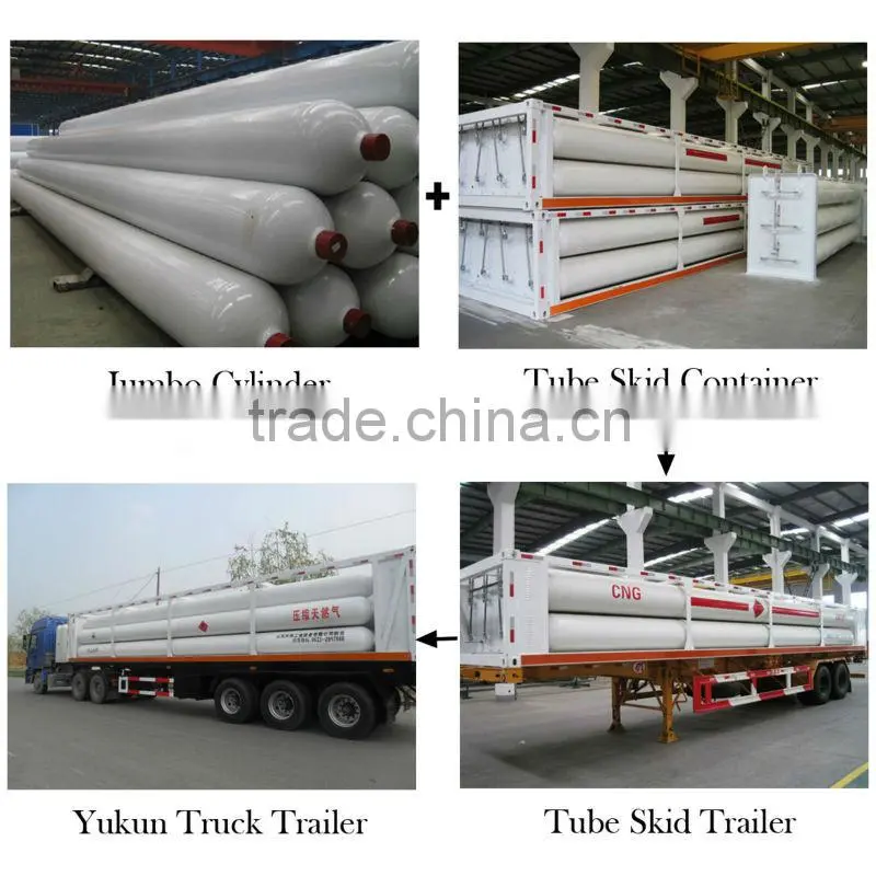 China Yukun 8 tubes skid CNG semi trailer