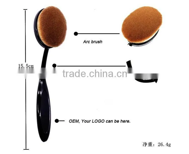 Tooth Shape Powder Foundation Brush/Oval Makeup brushes with Rubber handle/Metal make up Brush