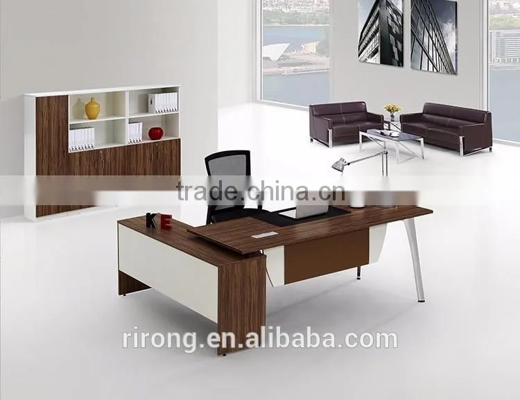 Modern home office furniture desk leather melamine wooden executive office counter desk with file cabinet