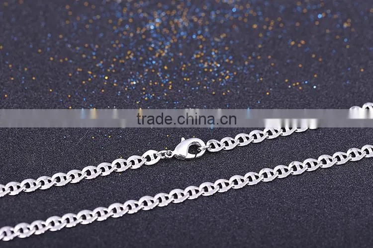 2015 wholesale simple design fashion jewelry rhodium plated cheap short chain necklace