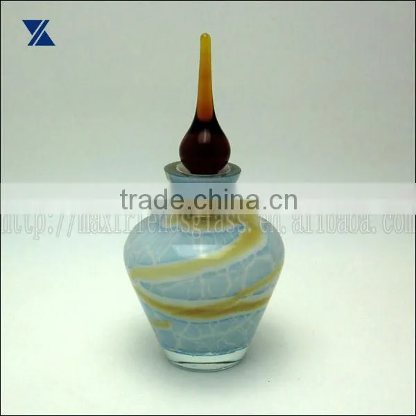 hand blown glass perfume bottle, scent bottle, reed diffuser with amber stopper
