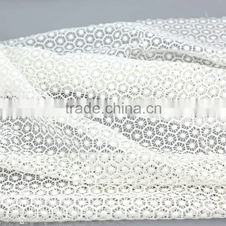 High quality wholesale custom fashion pure white stock lot embroidery fabric for garment embroidery design