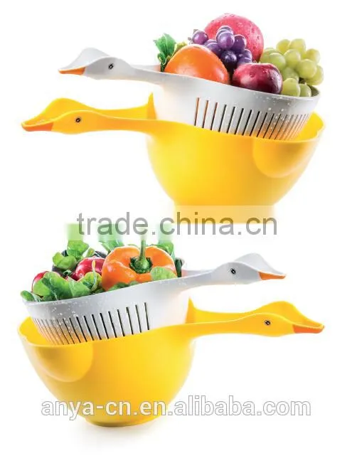 Anya D680 Bird Shape Plastic Houseware Useful Kitchenware Plastic Colander and Bowl