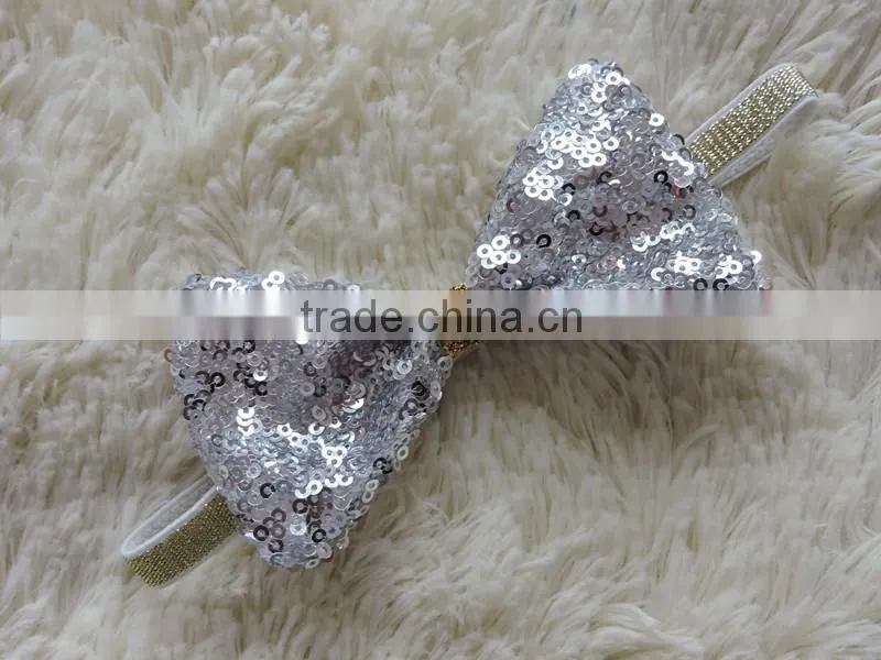Wholesale kids headband baby girls hair accessories bow sequined headband