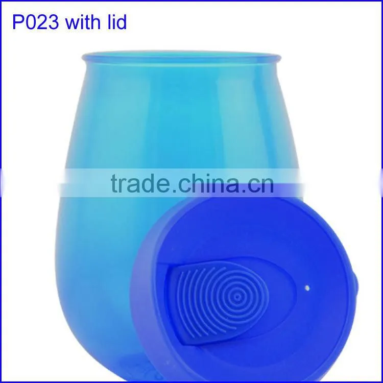BPA free 18oz plastic single wall red wine cups with lid and FDA standard
