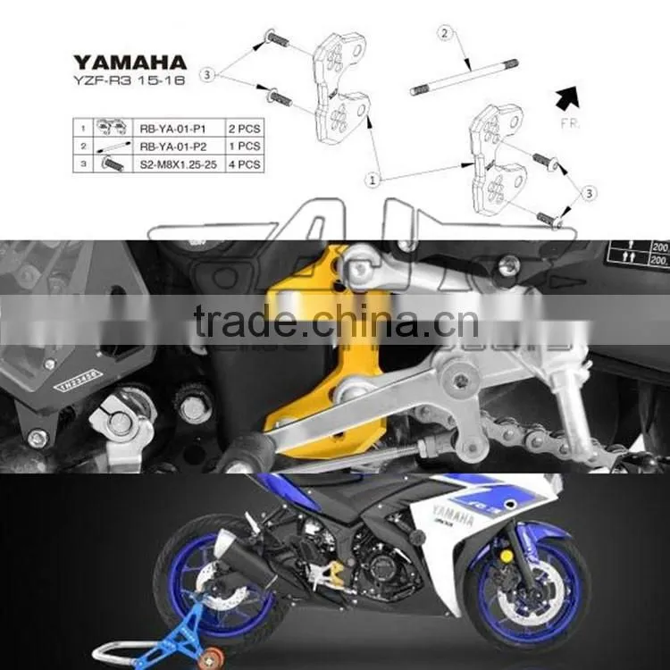 BJ-RB-YA001 Custom Motorcycle CNC Aluminum Rearset Base For Yamaha YZF R3 2015 2016 YZF R25 2013 2014