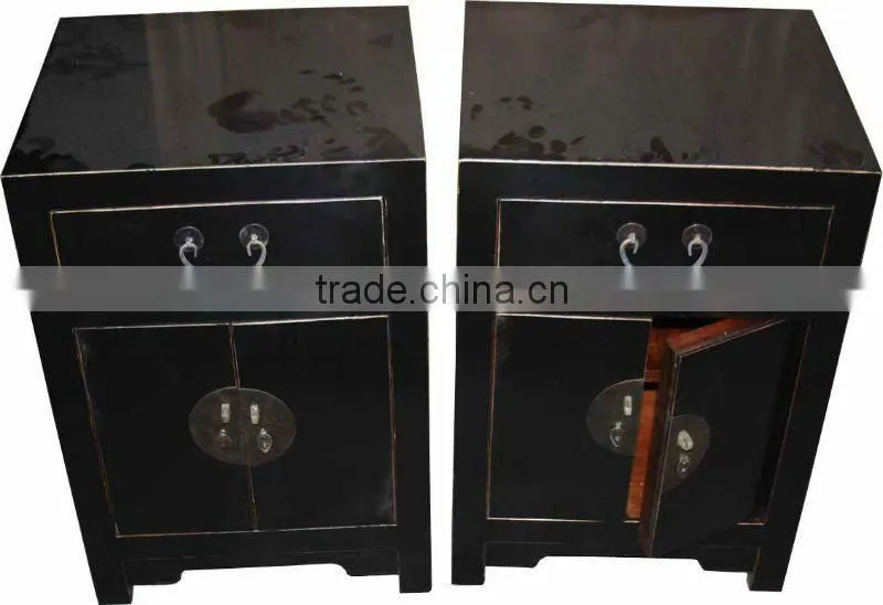 chinese antique one drawer two door nightstands