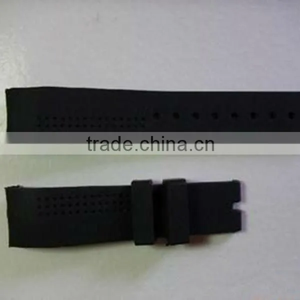 Two parts black silicone rubber watch strap