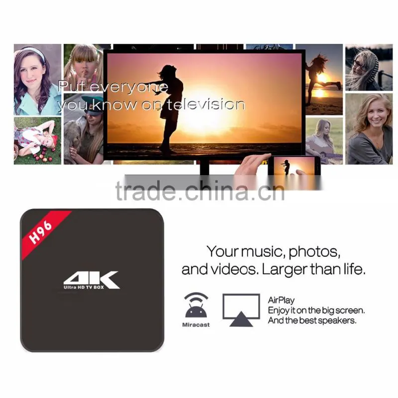 2016 factory hotsale Android TV Box IPTV Amlogic S905 Quad Core Android5.1 DDR3 1G 8G H96