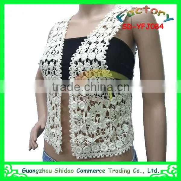 Women's fashion high quality short sleeve embroidery floral Lace crochet short blouses