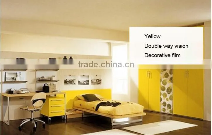 Colorful Transparent PET Film for window and home decoration,yellow decorative vinyl window glass static film
