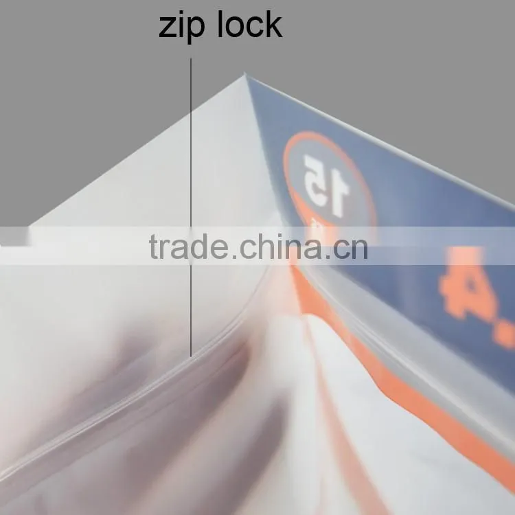 printing nylon pe plastic laminated header bag with zip
