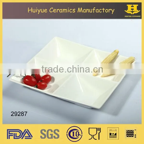 Ceramic plates with 6 compartment, porcelain hotel serving plate
