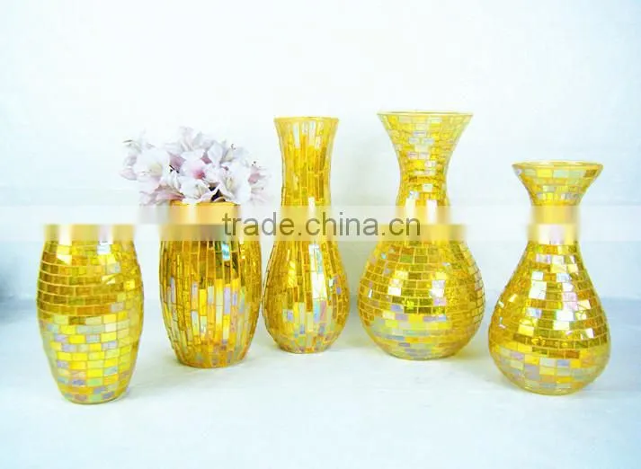 Shining yellow glass votive candle holders with owl design